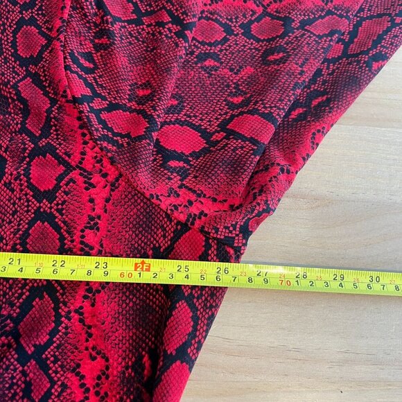 Michael Michael Kors Plus Size 3X Snakeskin-Print Crossover Border Top - Crimson - Picture 10 of 11